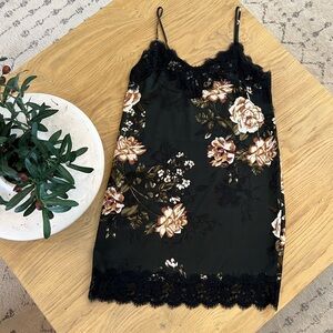 Lace & Floral Satin Slip Dress From Dynamite